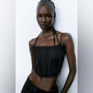 NWT Zara black lace corset top